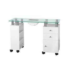 Glass manicure desk with absorber 013B white