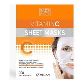 Face Facts Vitamin C sheet masks hydrating and brightening 20ml 2 pcs