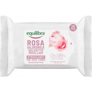 Equilibra Rose Hyaluronic Micellar make-up remover wipes  face eyes lips 25 pcs